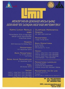 LOMBA ILMU MATEMATIKA DAN ILMU TEKNOLOGI (LIMIT) 2015