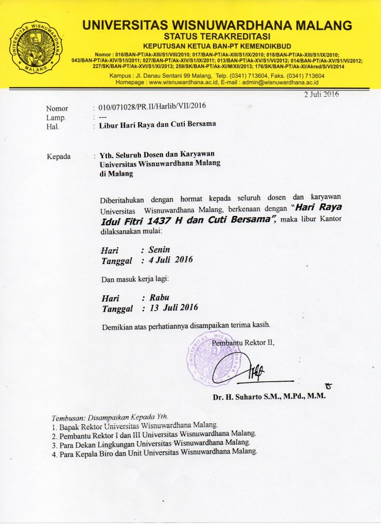 LIBUR HARI RAYA DAN CUTI BERSAMA 2016